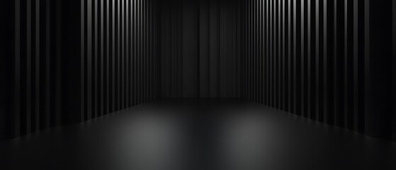 Empty theater with sleek dark walls, awaiting the creative touch of designer. Studio in under