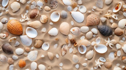 Fototapeta premium Close-up view of fine beach sand with tiny shells