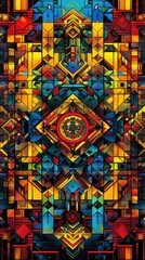 Fototapeta premium A striking array of geometric shapes in vivid colors forms a mesmerizing composition for creative exploration