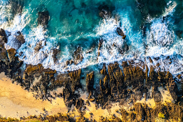 Waves Crashing on Sandy Beach, Oahu