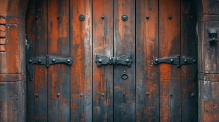 old wooden door in the city