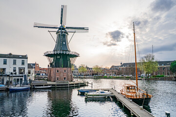 Windmill and Canal Scene in Holland