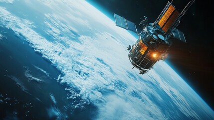 Military Satellite Orbiting Earth: A Close-Up View