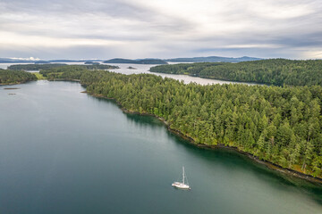 Sailboat in Serene Waters of Stuart Island