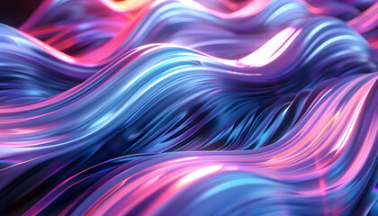 Obraz premium Abstract background with flowing neon lines in pink and blue.