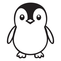 Penguin Outline Design, Penguin Clipart, Cute Penguin illustration in black and white 
