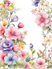 Flower Border Frame Watercolor Art