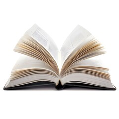 Open Book on Plain White Background Education and Knowledge Concept