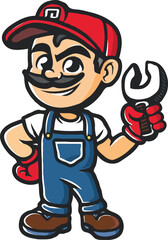 Mechanic cartoon logo design illustration white background