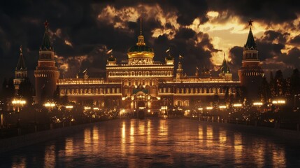 Obraz premium Illuminated Palace at Dusk