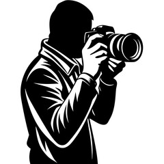 Photographer with camera silhouette vector