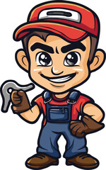 Mechanic cartoon logo design illustration white background