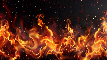Fire border isolated on transparent background which is very beautiful