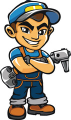 Mechanic cartoon logo design illustration white background