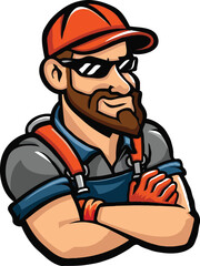 Mechanic cartoon logo design illustration white background