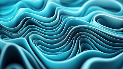 Abstract image featuring smooth, wavy layers in shades of blue, resembling a fluid landscape or folded fabric.