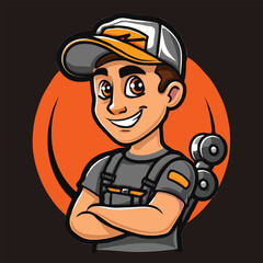 A cartoon holding a alphabet white background