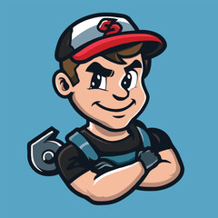 A cartoon holding a alphabet white background