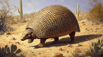 Curious Armadillo Explores the Desert - Adorable Wildlife Photo