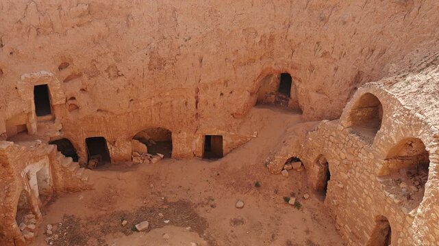 Matmata - a small Berber speaking town with specific architecture in southern Tunisia. High quality 4k footage