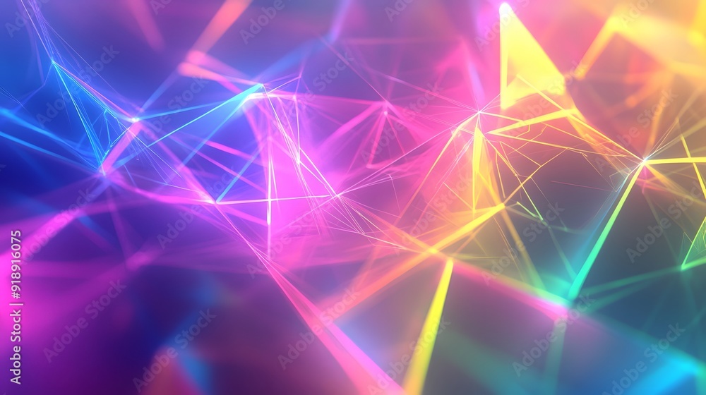 Wall mural 19. geometric abstraction with intersecting lines and holographic effects