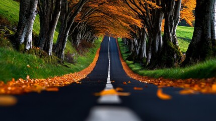Avenue of dark-leaved beech trees, tunnel effect
