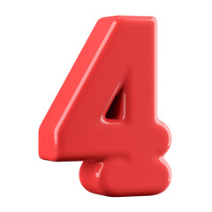 Red 3D Number 4