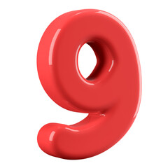 Red 3D Number 9