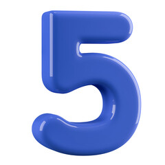 Blue 3D Number 5