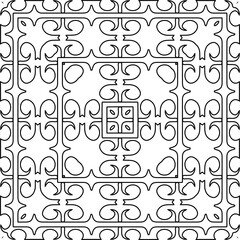 Vector pattern with symmetrical elements . Modern stylish abstract texture. Repeating geometric tiles from striped elements.Black and white pattern.