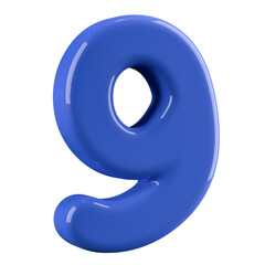 Blue 3D Number 9