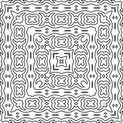 Vector pattern with symmetrical elements . Modern stylish abstract texture. Repeating geometric tiles from striped elements.Black and white pattern.