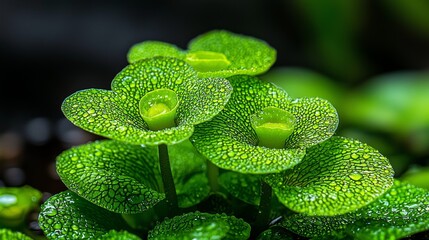 Close-up of Utricularia (bladderwort), aquatic carnivorous plant