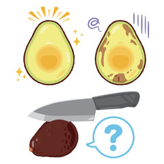 キレイなアボカドと変色したアボカド