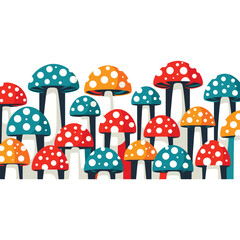 Mushroom Seamless Vector Pattern Illustration  with isolated withe background