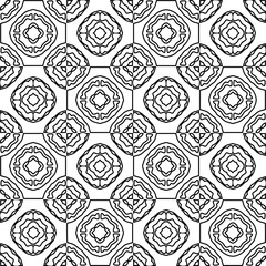 Vector pattern with symmetrical elements . Modern stylish abstract texture. Repeating geometric tiles from striped elements.Black and white pattern.