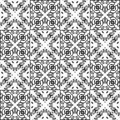 Vector pattern with symmetrical elements . Modern stylish abstract texture. Repeating geometric tiles from striped elements.Black and white pattern.