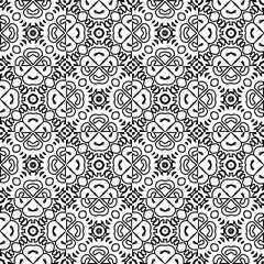 Vector pattern with symmetrical elements . Modern stylish abstract texture. Repeating geometric tiles from striped elements.Black and white pattern.