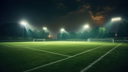 Soccer Field Illuminated at Night