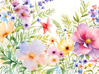 Flower Border Frame Watercolor Art