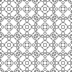 Vector pattern with symmetrical elements . Modern stylish abstract texture. Repeating geometric tiles from striped elements.Black and white pattern.