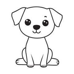 Dog Outline Design, Dog Clipart, Cute Dog illustration in black and white 
