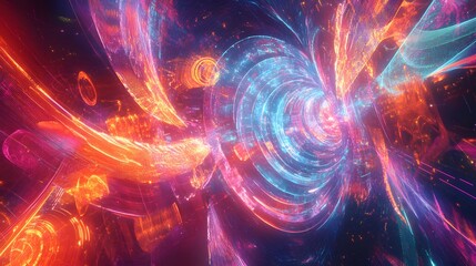 Obraz premium 37. Futuristic abstract geomatics with pulsating patterns and neon glows