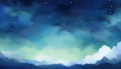 Obraz premium blue sky and clouds at winter in watercolor effect