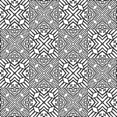 Vector pattern with symmetrical elements . Modern stylish abstract texture. Repeating geometric tiles from striped elements.Black and white pattern.