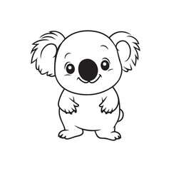 Naklejka premium Koala Outline Design, Koala Clipart, Cute Koala illustration in black and white 