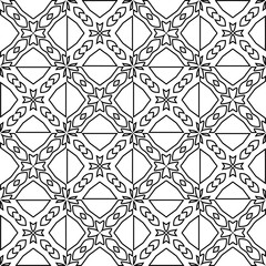 Fototapeta premium Vector pattern with symmetrical elements . Modern stylish abstract texture. Repeating geometric tiles from striped elements.Black and white pattern.