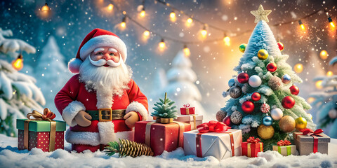 Christmas holiday with Santa and decoration