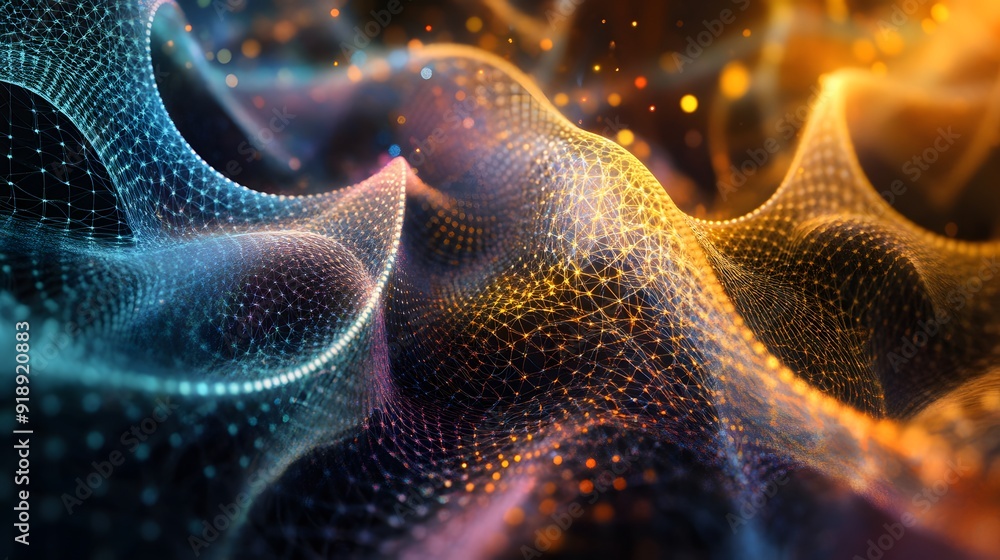 Wall mural 41. abstract geomatics with intricate mesh structures and luminous accents