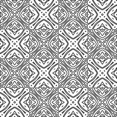 Monochrome ornamental texture with smooth linear shapes, zigzag lines, lace pattern.Abstract black and white pattern for web page, textures, card, poster, fabric, textile.